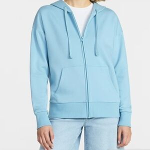 Time And Tru Women's Full Zip Fleece Jacket Hoodie Caspian Blue